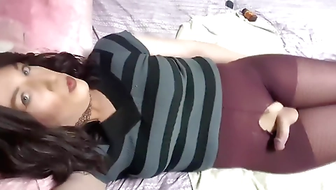 Busty shemale with big tits and a sexy ass doing porn