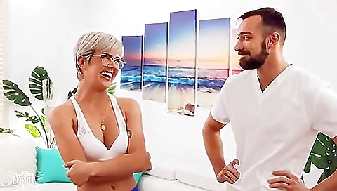 Blonde shemale massage from the guy with her big boobs