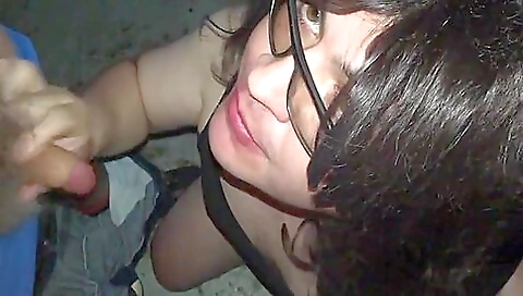 Two stepdaddy sucking a brunette teen and swallowing cum