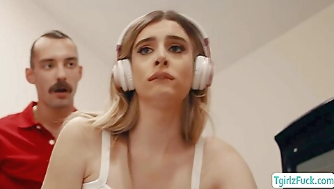 Huge dick gets in the tight hole in this hot scene