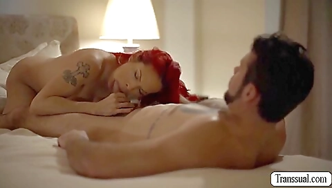 A redhead with a sexy ass rides a dick deep in her hole