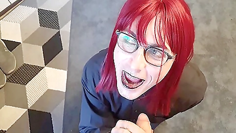 German maid gives a blowjob and gets fucked in the pov