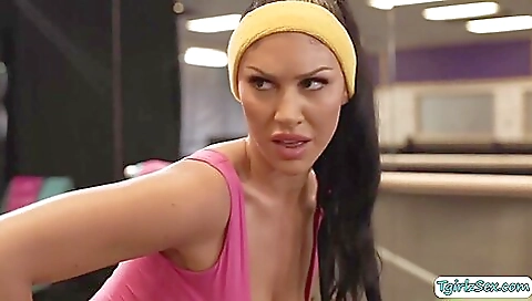 Busty teen with tattooed tits and tattoo fuck a machine