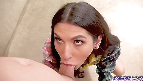 The brunette is fucked in her anal hole in a deepthroat clip