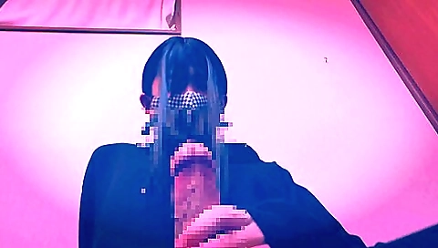 Japanese amateur girl with face mask is making facial