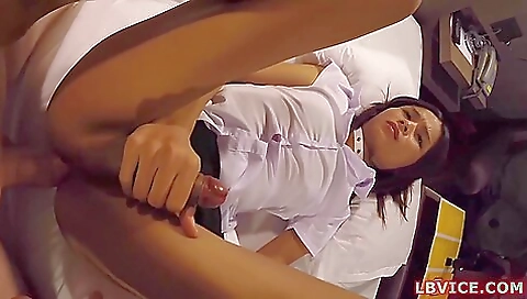 Busty brunette lady is fucking her lover in the ass