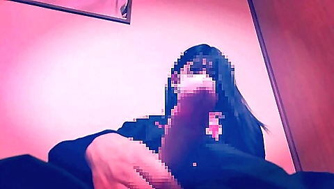 Japanese slut with long hair enjoys solo masturbation